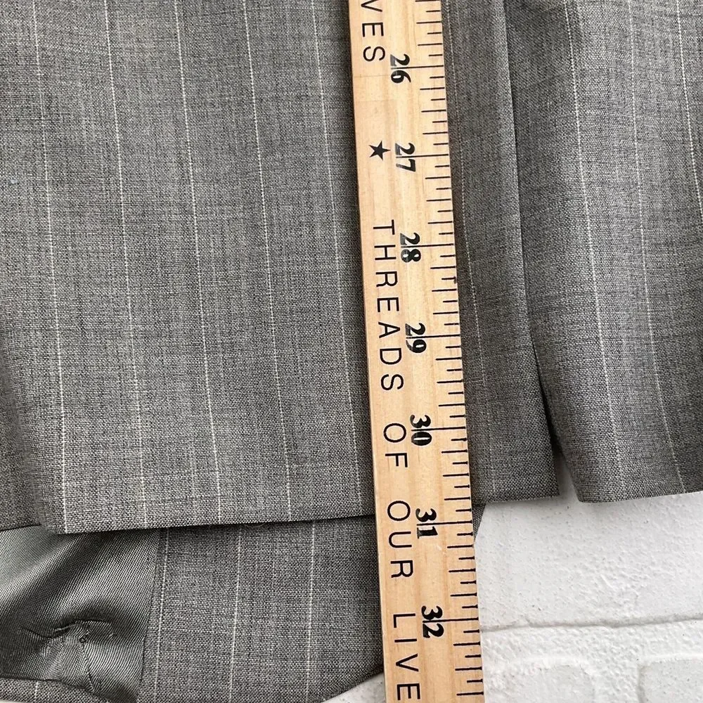 Corporate Image Tom James Suit Men 42 32Wx28L Gray White‎ Stripe Classic USA VTG